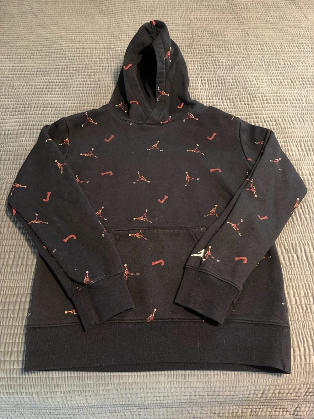 Jordan Black Pullover Hoodie with Red Logo Accents